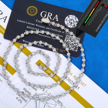 4mm Moissanite Beaded Chain for Men – S925 Sterling Silver High-Quality Custom Luxury Necklace - CaratixJewelry