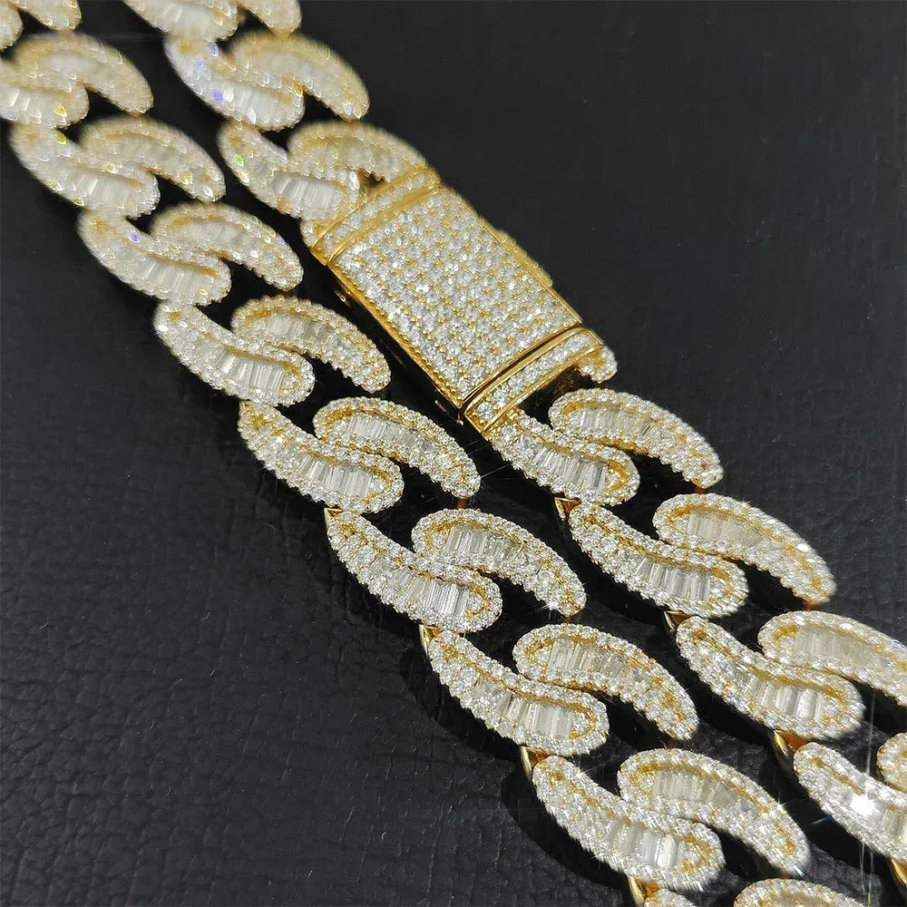 15mm T-Shape Zircon Cuban Link Necklace - CaratixJewelry