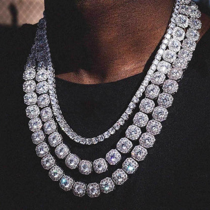 Ice Cube Moissanite Chain – S925 Sterling Silver Iced-Out Hip Hop Men’s Trendy Streetwear Necklace - CaratixJewelry