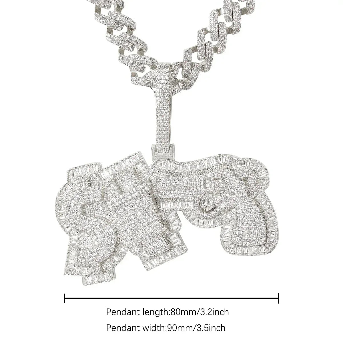 Men's Gun & Cash Necklace | Premium Copper CZ Hustle Jewelry - CaratixJewelry