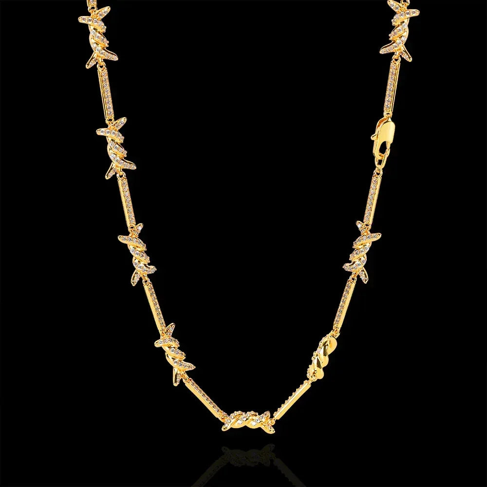 2.5mm Thorn Chain Zircon Necklace with Box Clasp for Couples | Caratix Jewelry - CaratixJewelry