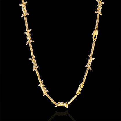 2.5mm Thorn Chain Zircon Necklace with Box Clasp for Couples | Caratix Jewelry - CaratixJewelry