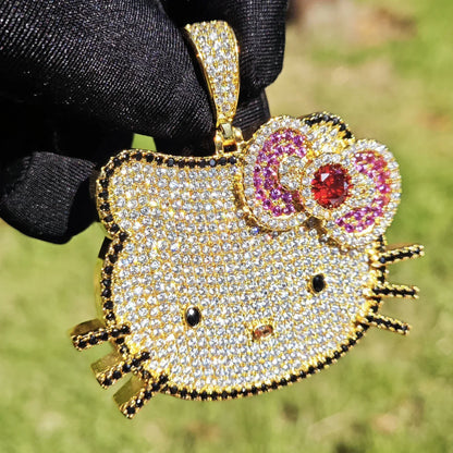 Cute Cat Pendant Necklace for Women – Gold Plated Cartoon CZ Sweet Style Jewelry - CaratixJewelry