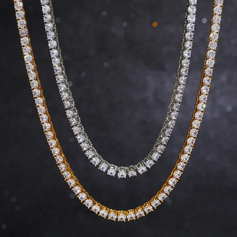 3–5mm Moissanite Tennis Chain – 925 Sterling Silver Single Row Iced-Out Hip Hop Men’s Necklace - CaratixJewelry