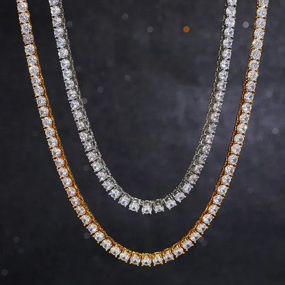 3–5mm Moissanite Tennis Chain – 925 Sterling Silver Single Row Iced-Out Hip Hop Men’s Necklace - CaratixJewelry