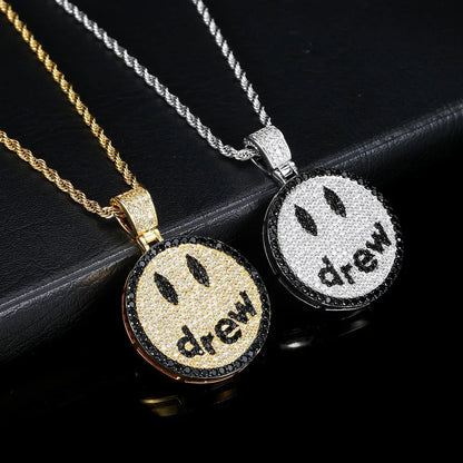 Drew Smiley Face Pendant Necklace with Micro-Pave Zircon for Men | Caratix Jewelry - CaratixJewelry