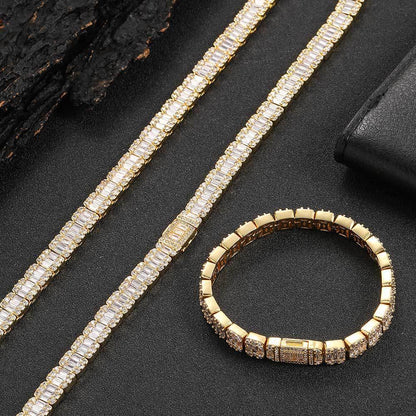 8mm Square Tennis Chain Bracelet with Mixed Zircon and Flip Clasp for Men | Caratix Jewelry - CaratixJewelry