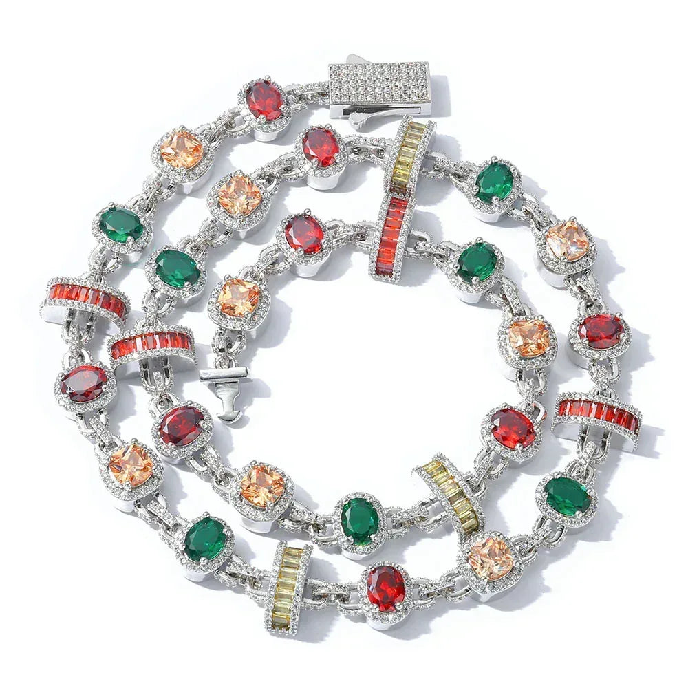 Colorful Gemstone Hip Hop Necklace for Men | Caratix Jewelry - CaratixJewelry