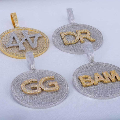 Custom Rotating Letter Pendant Necklace with Micro-Pave Zircon Stones for Men | Caratix Jewelry - CaratixJewelry