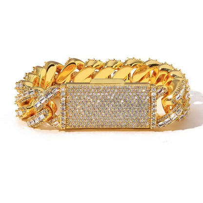 Custom 18mm Baguette Mixed Cuban Necklace | Luxury Gold Chain - CaratixJewelry