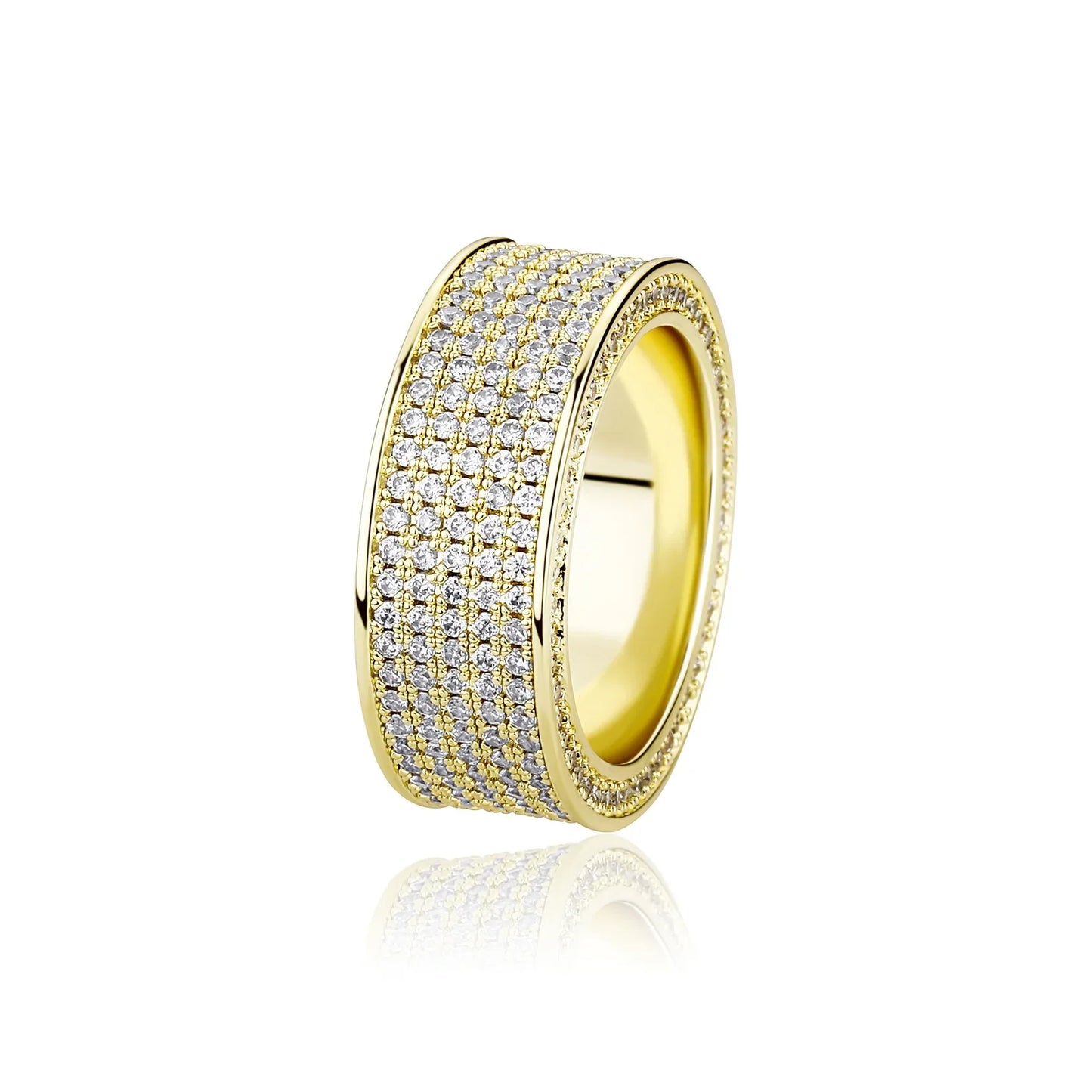 Five-Row Iced Out Band | Unisex Cold Aesthetic Micro-Pave Ring | Caratix