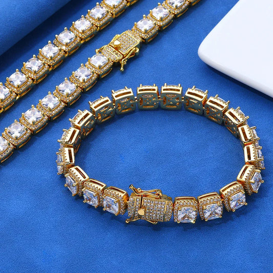 10mm Square Zircon Tennis Chain Necklace Hip Hop Bling | Caratix Jewelry - CaratixJewelry