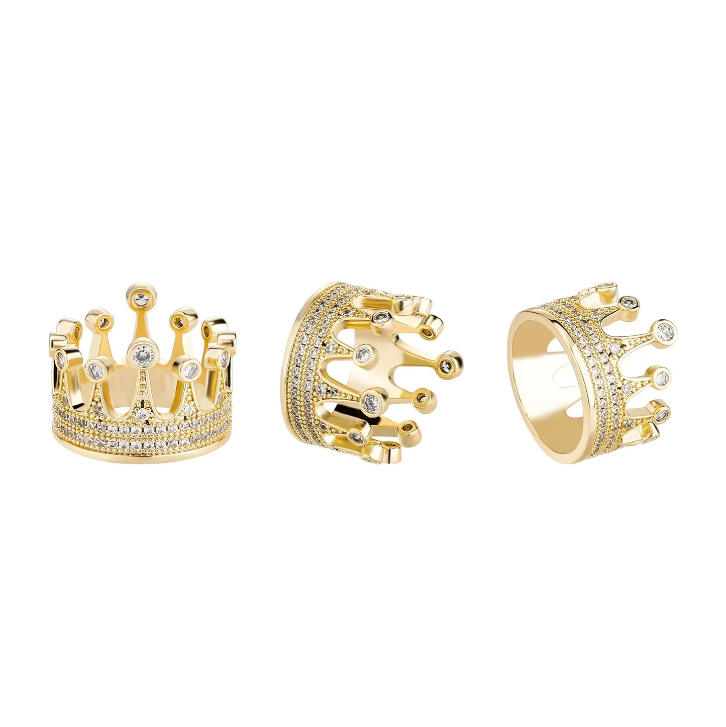 Sweet Japanese Crown Ring | Delicate Princess Tiara Pave Band | Caratix