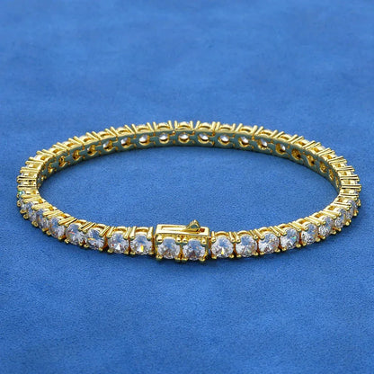 Zircon Spring Clasp Tennis Chain Necklace Hip Hop Jewelry Gold Chain Rapper Style for Men | Caratix Jewelry - CaratixJewelry