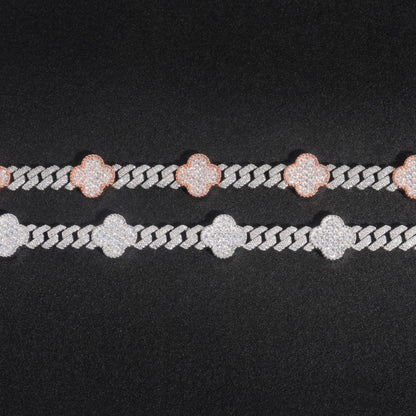 8mm Moissanite Charm Cuban Link Bracelet | S925 Silver Hip Hop Jewelry - CaratixJewelry