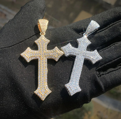 Iced Out Cross Pendant with Gold Plating & Zircon Stones - CaratixJewelry