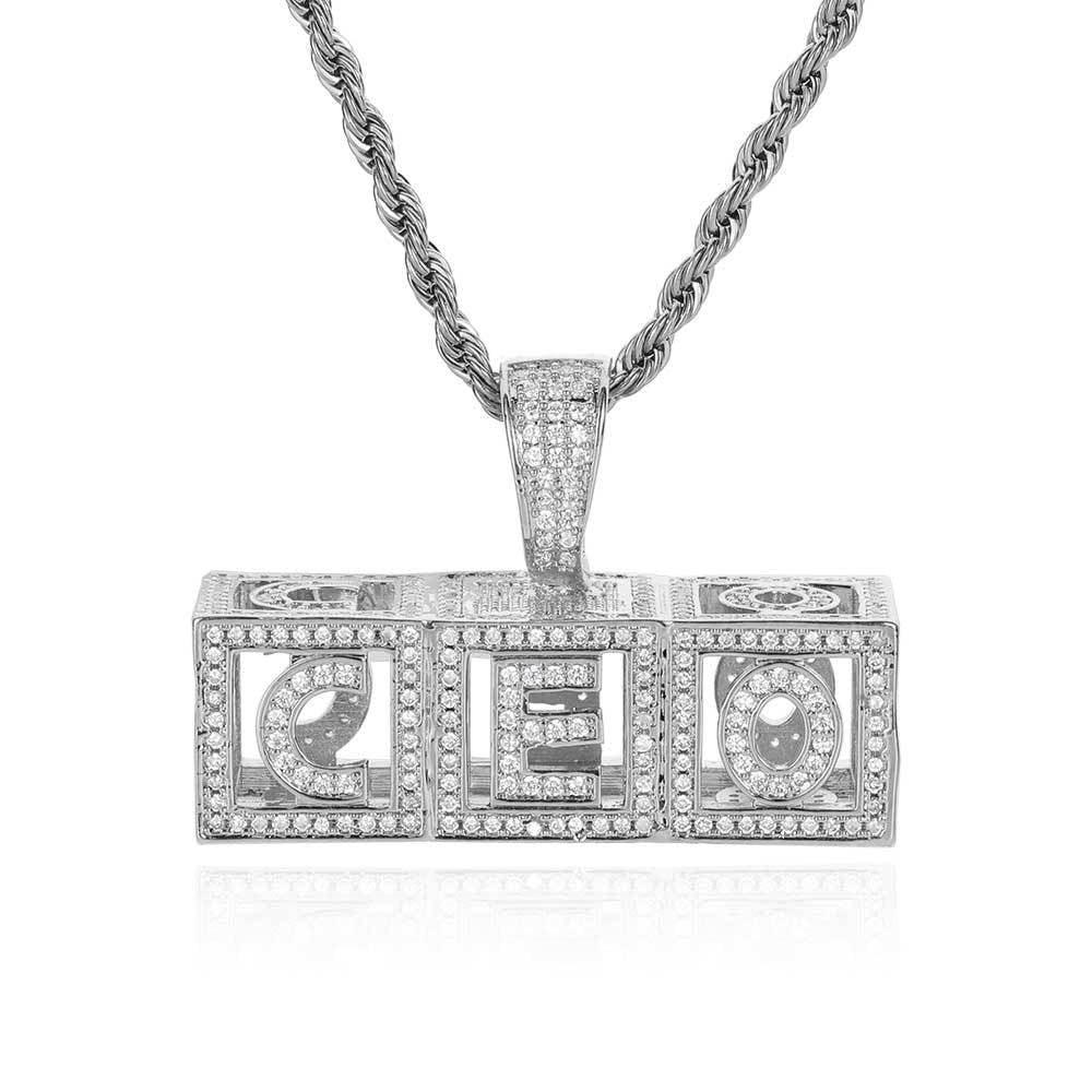 Hollow Square Letter Pendant Necklace with Micro-Pave Zircon for Men and Women | Caratix Jewelry - CaratixJewelry