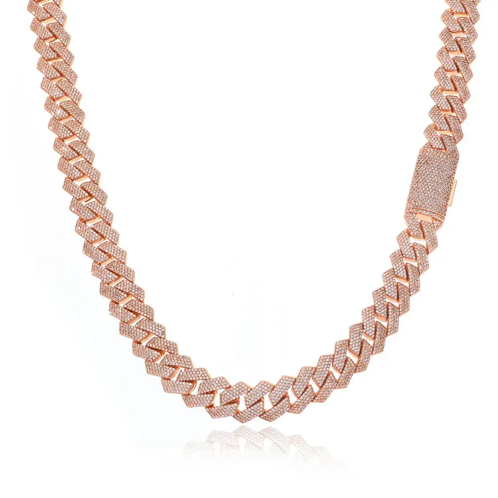 15mm -Cut Moissanite Cuban Link Chain – S925 Sterling Silver Iced-Out Hip Hop Men’s Luxury Streetwear Necklace - CaratixJewelry