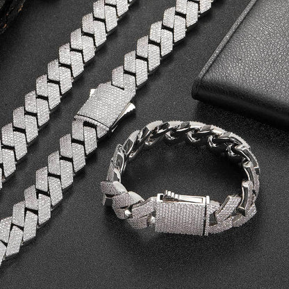 19mm Four Row Iced-Out Cuban Link Bracelet - CaratixJewelry