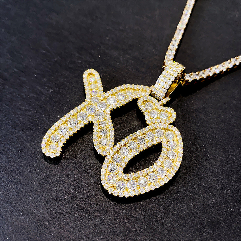 Iced Out XO Letter Pendant | Men's Gold Plated Hip Hop Alphabet Charm | Caratix