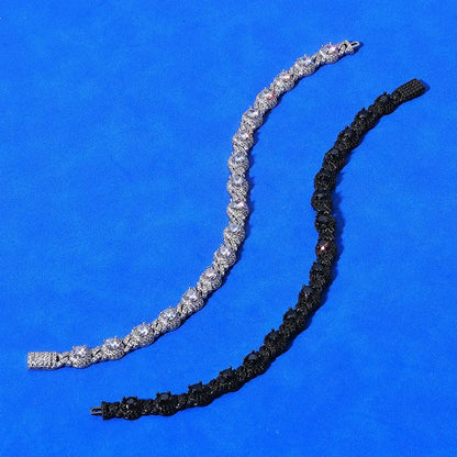 7.5mm Bead Cuban Bracelet Zircon Gold Chain Rapper Style for Men | Caratix Jewelry - CaratixJewelry