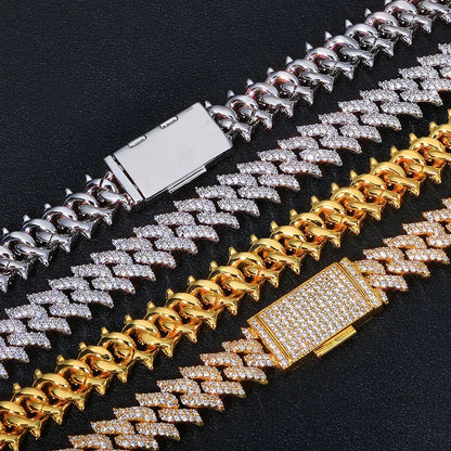 Custom 15mm Iced Out Thorn Cuban Bracelet | Barbed Wire Hip Hop - CaratixJewelry
