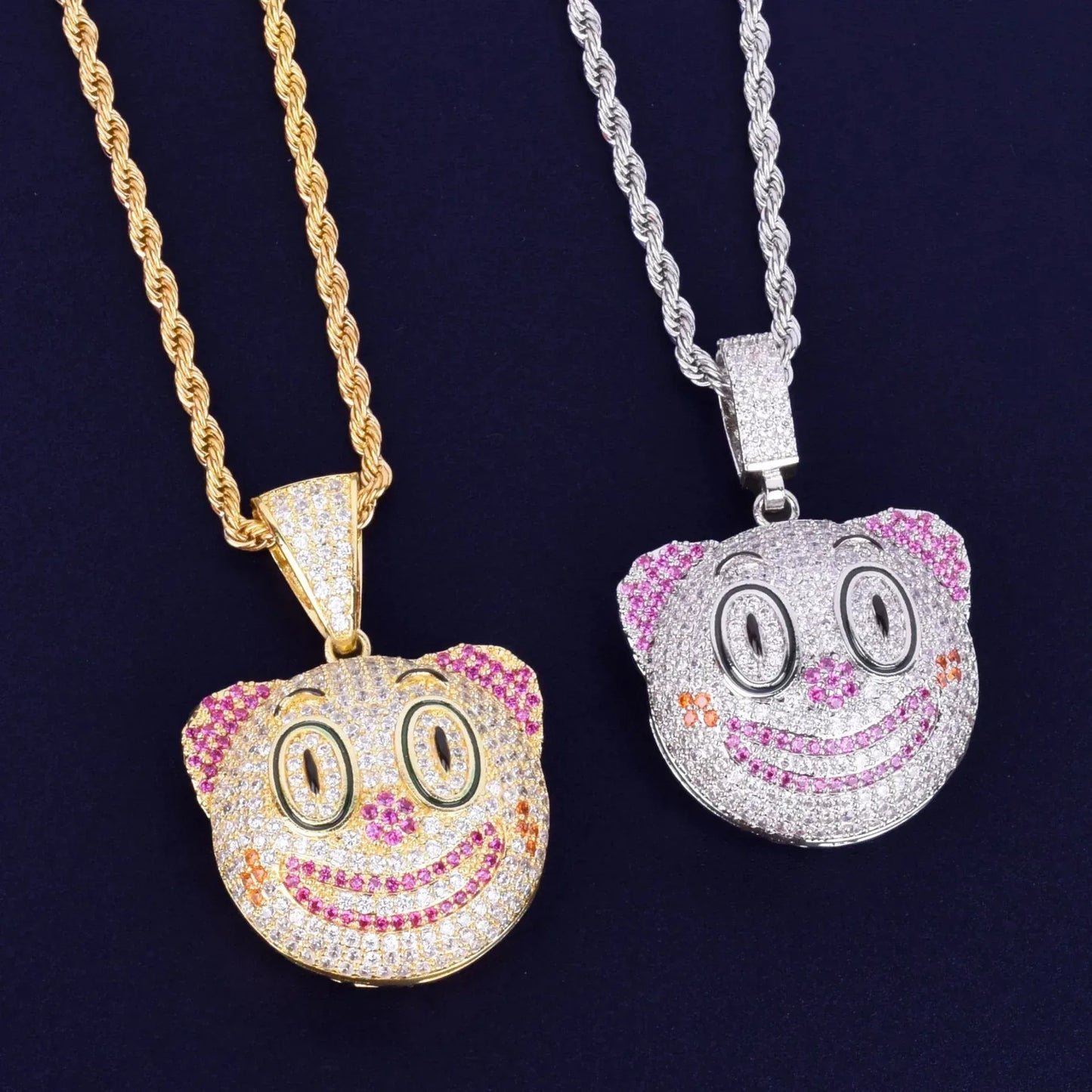 Men's Evil Clown Necklace | Premium Copper CZ "Laugh Now Cry Later" Jewelry Caratix - CaratixJewelry