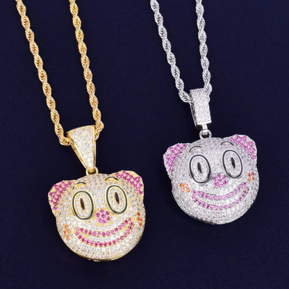Men's Evil Clown Necklace | Premium Copper CZ "Laugh Now Cry Later" Jewelry Caratix - CaratixJewelry