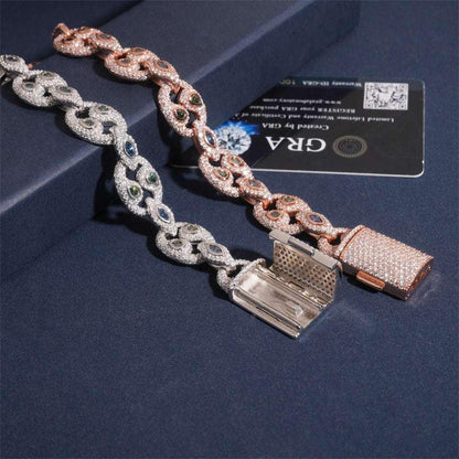 15mm Moissanite Eye Cuban Link Bracelet | S925 Silver Hip Hop Jewelry - CaratixJewelry