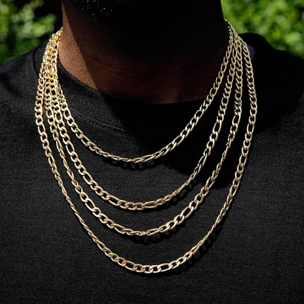Stainless Steel Figaro Chain Necklace with Box Clasp Hip Hop Style for Men | Caratix Jewelry - CaratixJewelry