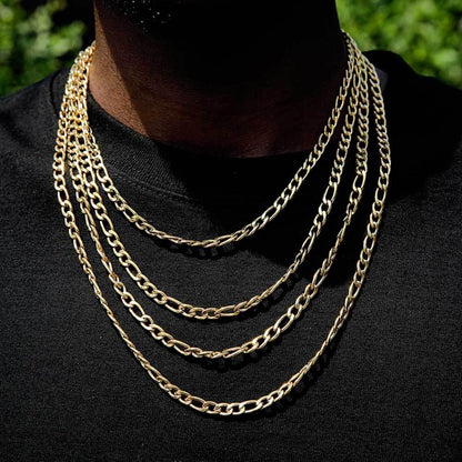 Custom Stainless Steel Figaro Chain Necklace with Box Clasp for Men | Caratix Jewelry - CaratixJewelry