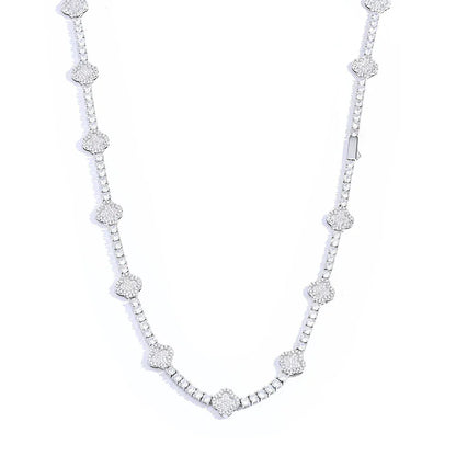Men's Spring-Clasp Clover Tennis Chain | 5A Zircon Iced Out Necklace | Premium Gold Chain Rapper Style | Caratix - CaratixJewelry
