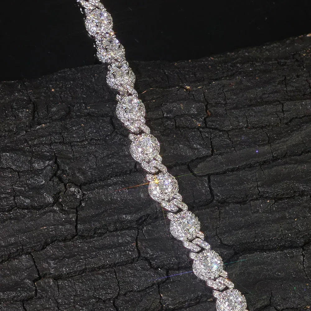 7.5mm Bead Cuban Bracelet Zircon Gold Chain Rapper Style for Men | Caratix Jewelry - CaratixJewelry