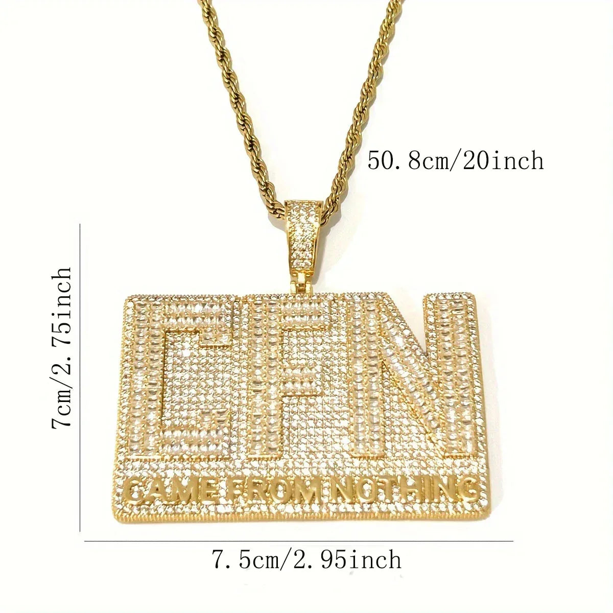 Men's "Come From Nothing" Necklace | Premium Copper CZ Motivation Jewelry - CaratixJewelry