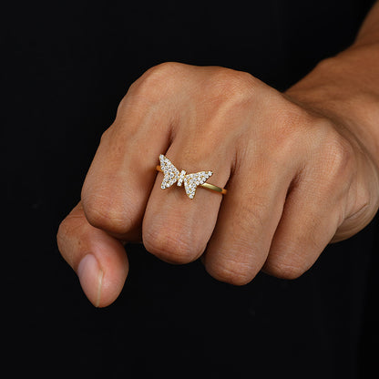 Iced Out Moissanite Butterfly Flower Ring S925 | Caratix