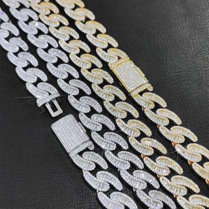 15mm T-Shape Zircon Cuban Link Necklace - CaratixJewelry