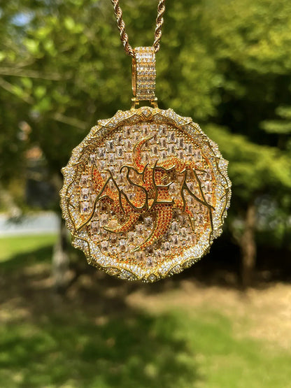Luxury Multi-Color Iced Out Thorn Medallion Pendant | Men's Hip Hop Rainbow Zircon Disc Necklace | Premium Copper Full Circle Pendant | Caratix - CaratixJewelry