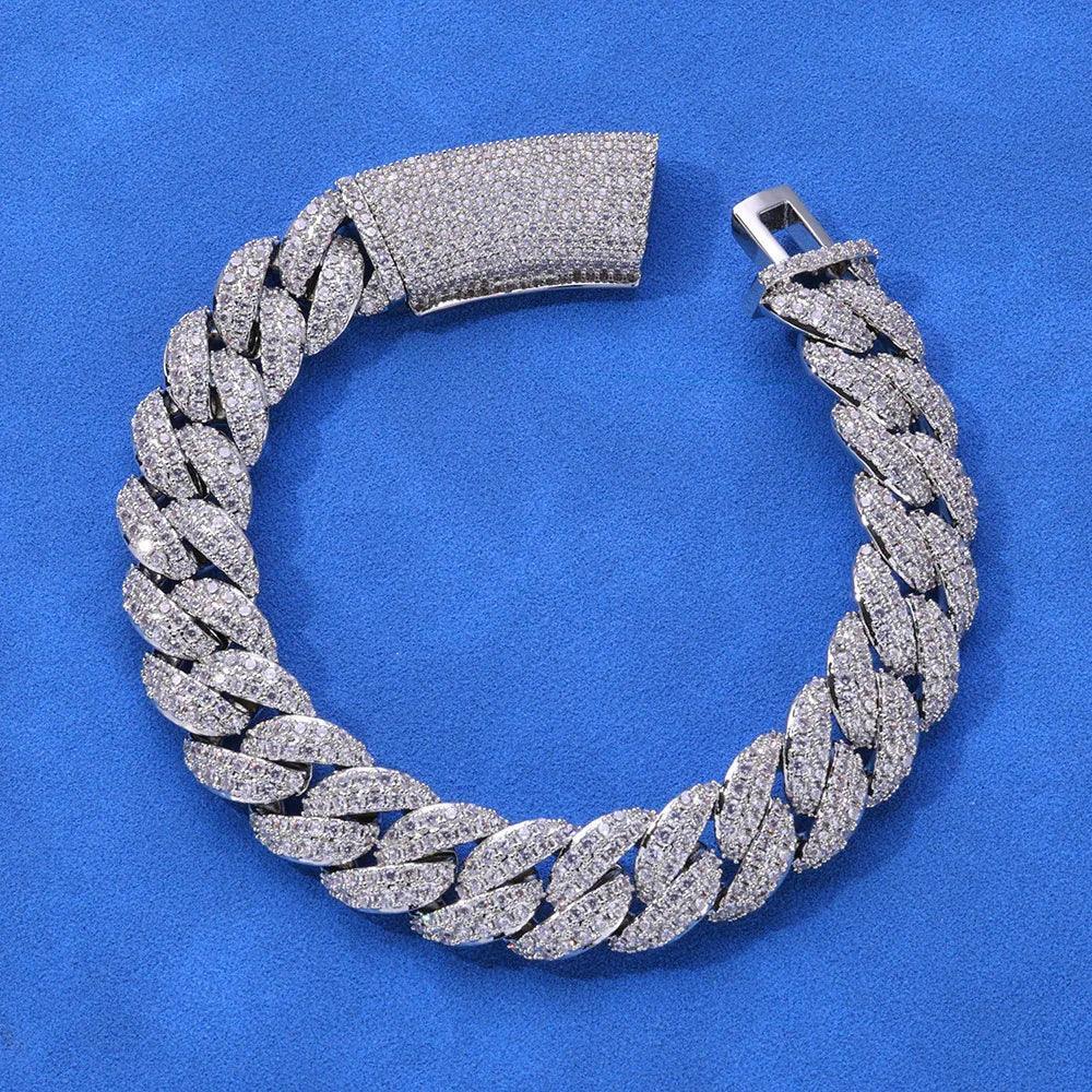 13mm Double Row Bubble Cuban Bracelet Iced Out Jewelry | Caratix Jewelry - CaratixJewelry