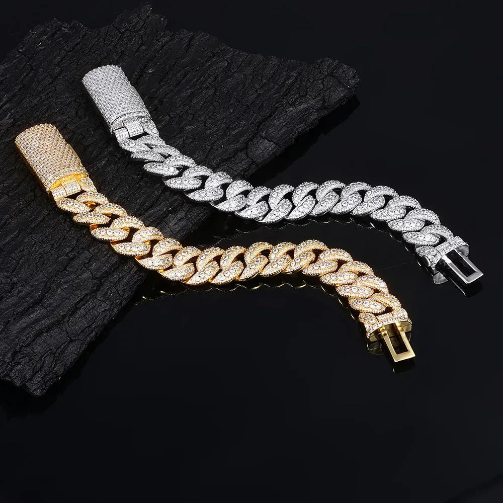 18mm Flip Clasp Full Cuban Link Necklace Hip Hop Bling Jewelry for Men | Caratix Jewelry - CaratixJewelry