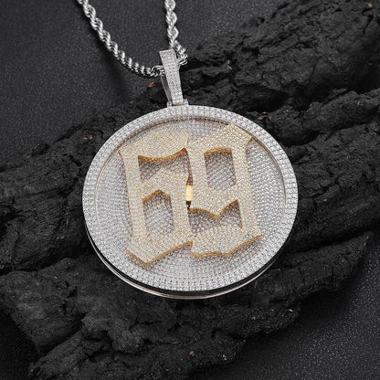 Custom Rotating Letter Pendant Necklace with Micro-Pave Zircon Stones for Men | Caratix Jewelry - CaratixJewelry