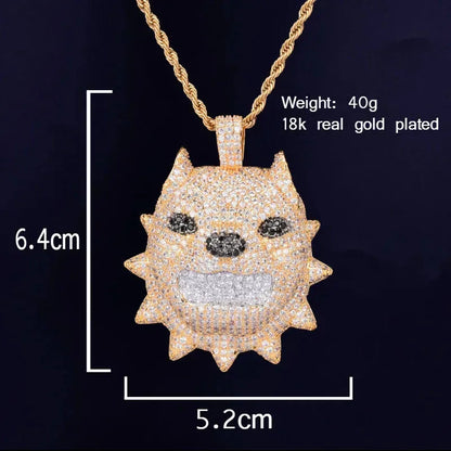 Iced Out 3D Pitbull Dog Pendant | Men's American Bully Head Necklace | Premium Copper CZ Canine Jewelry | Beast Mode Bling | Caratix - CaratixJewelry