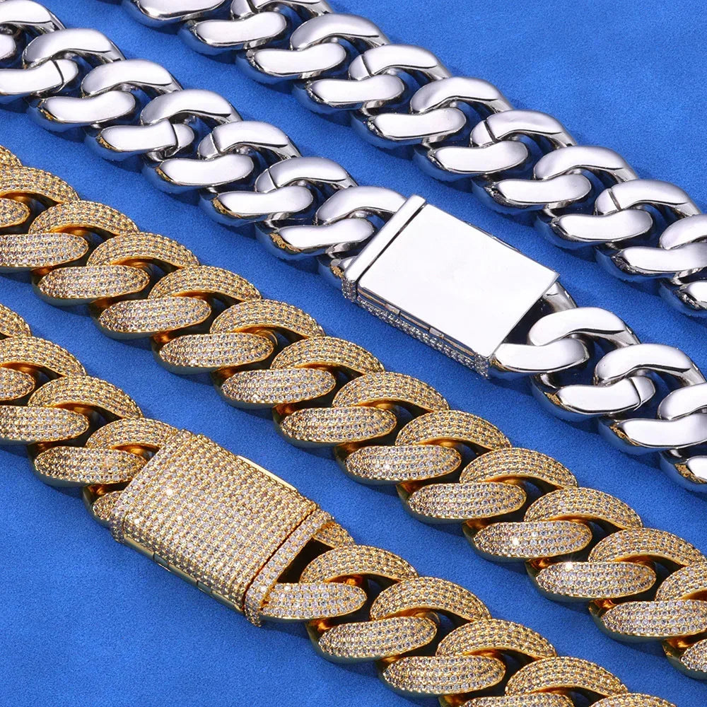 20mm Bubble Moissanite Cuban Link Chain – S925 Sterling Silver Iced-Out Hip Hop Men’s Bold Luxury Streetwear Necklace - CaratixJewelry