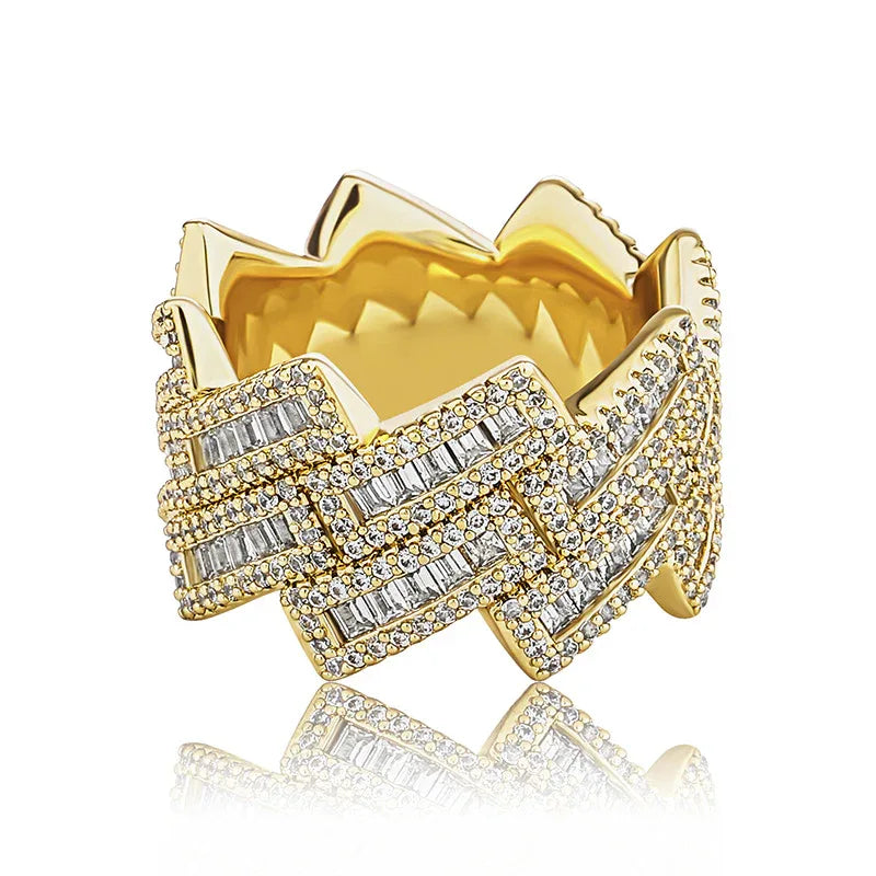 24mm Giant Iced Out Rhombus Ring | Solid Back Heavyweight Bling | Caratix