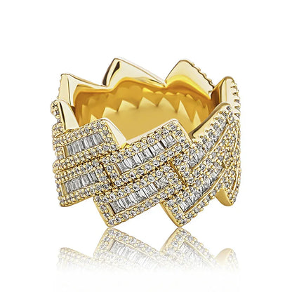 24mm Giant Iced Out Rhombus Ring | Solid Back Heavyweight Bling | Caratix