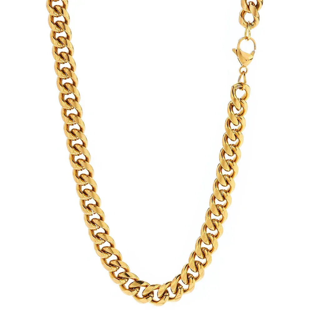 Lobster Clasp Stainless Steel Cuban Link Necklace Hip Hop Bling for Men & Women | Caratix Jewelry - CaratixJewelry