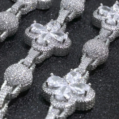 10mm Iced Out Bubble Bead Clover Necklace | Heavy 3D Ball Chain | Men's Premium Hip Hop Bling | Caratix - CaratixJewelry