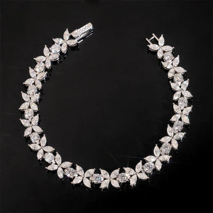 Marquise-Cut Moissanite Bracelet – S925 Sterling Silver Minimalist Iced-Out Unisex Hip Hop Streetwear Jewelry - CaratixJewelry