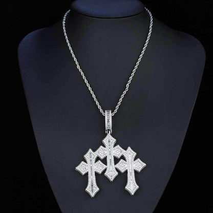 S925 Silver Moissanite Cross Pendant Necklace for Men | Caratix Jewelry - CaratixJewelry