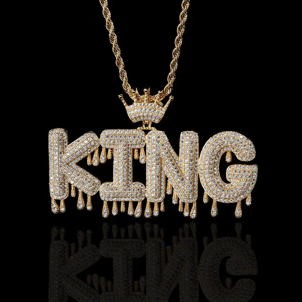 ATM Dollar Letter Pendant Necklace with T-Shaped Zircon Stones for Men | Caratix Jewelry - CaratixJewelry