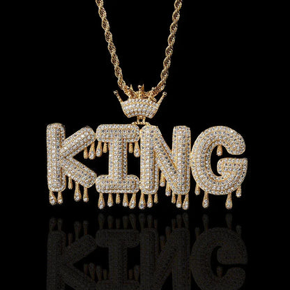 ATM Dollar Letter Pendant Necklace with T-Shaped Zircon Stones for Men | Caratix Jewelry - CaratixJewelry